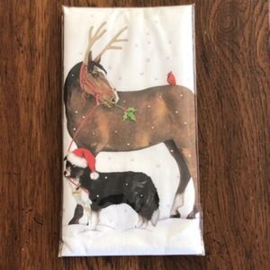 New Mary Lake-Thompson Bay Horse Collie Christmas Flour Sack Kitchen Towel